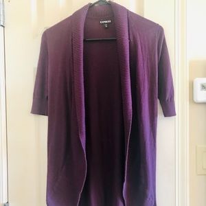Purple short sleeve cardigan